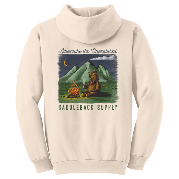 Camping Bear Hoodie Natural Back
