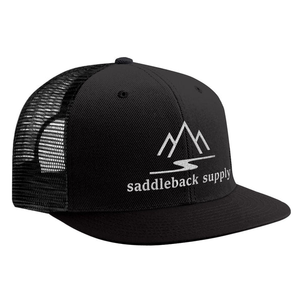Embroidered Mesh Black Trucker Hat