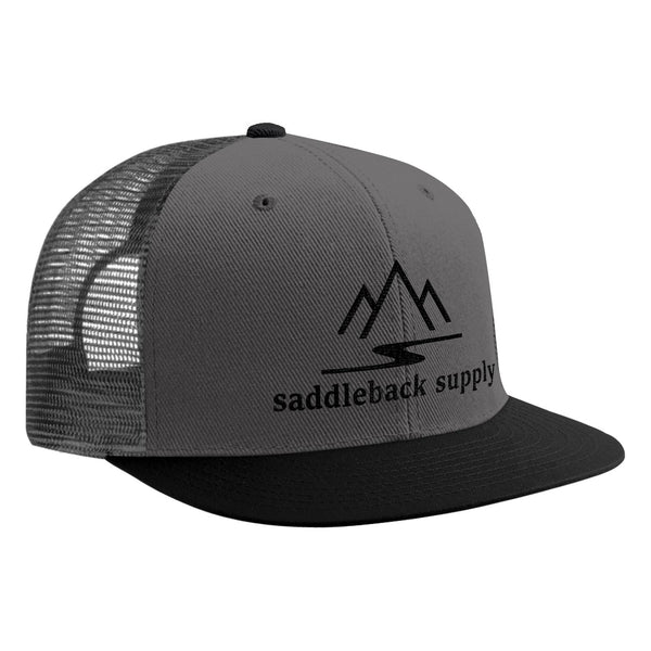 Embroidered Mesh Grey and Black Trucker Hat