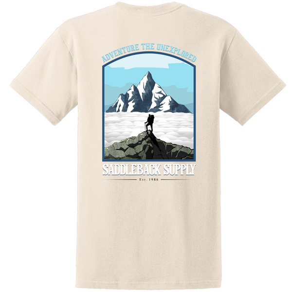 In this Saddleback Supply Adventure The Unexplored Tee, the feeling of adventuring the unexplored coupled with a desire to find new places makes this southern tee shirt the best country shirt around. This rural shirt is perfect for the mountains since it can be a hiking shirt and a fishing shirt.