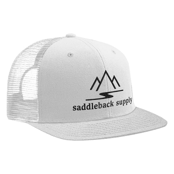 Embroidered Mesh White Trucker Hat